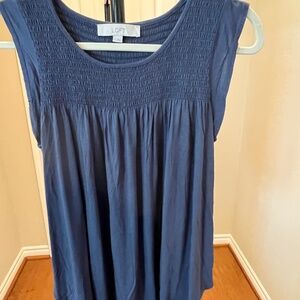 LOFT Women's Blue Cap-Sleeve Top, Size Medium